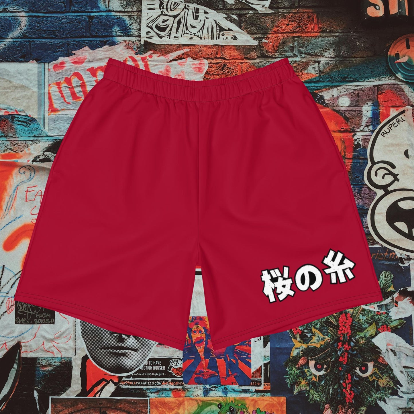 red gym shorts