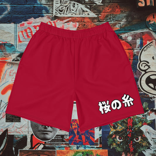 red gym shorts