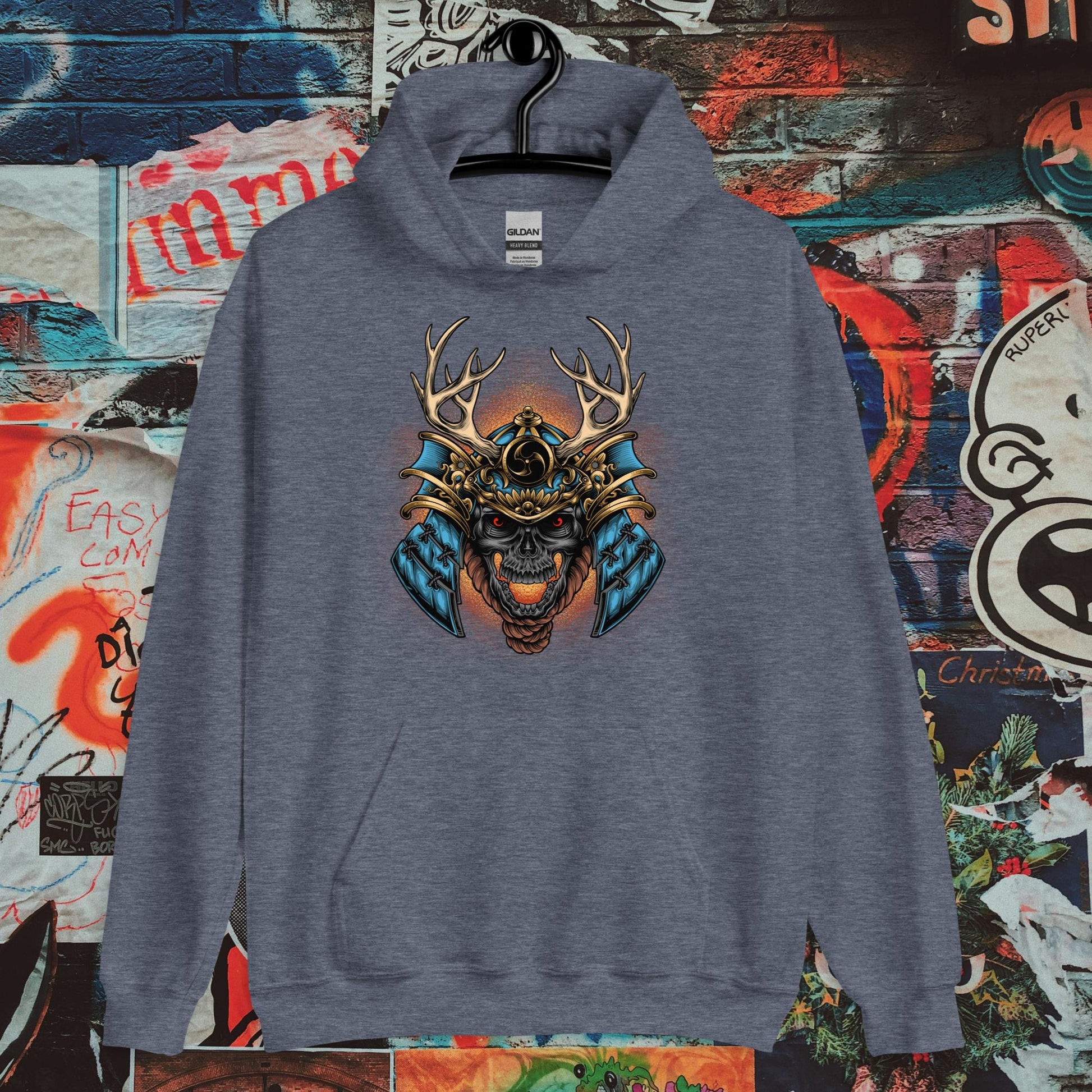 blue demon samurai hoodie