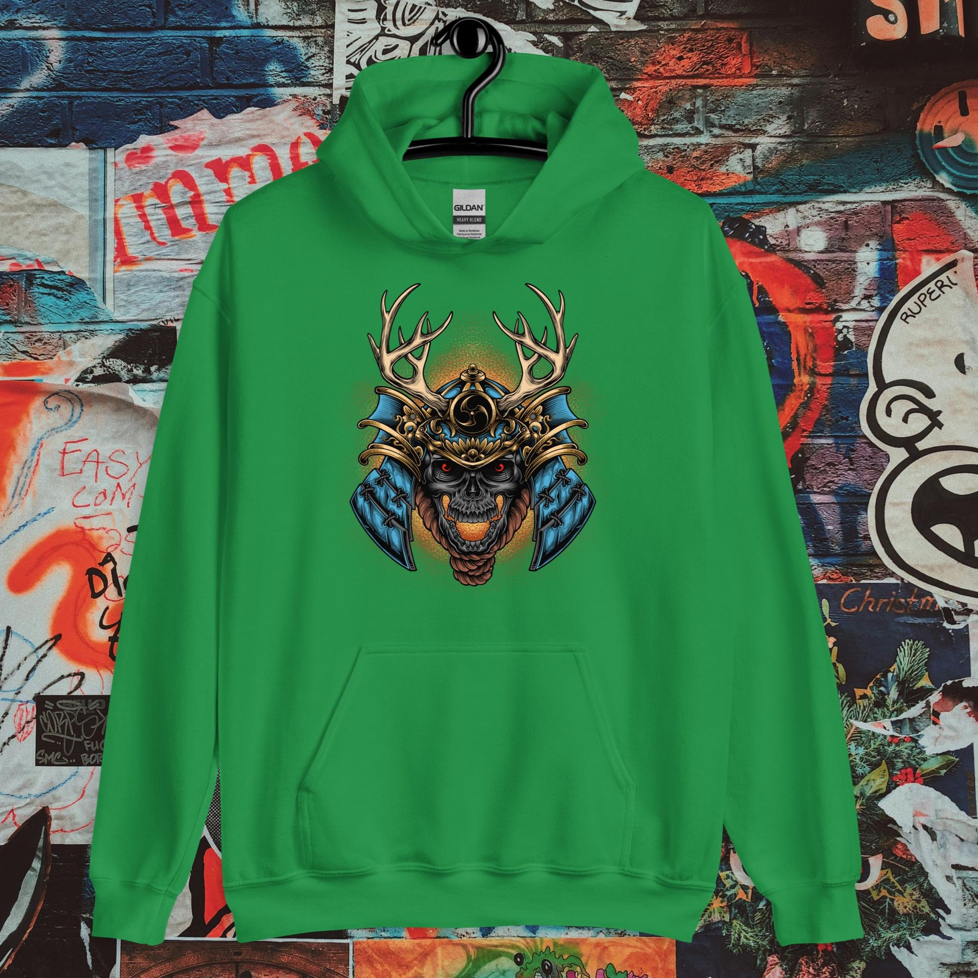 blue demon samurai hoodie