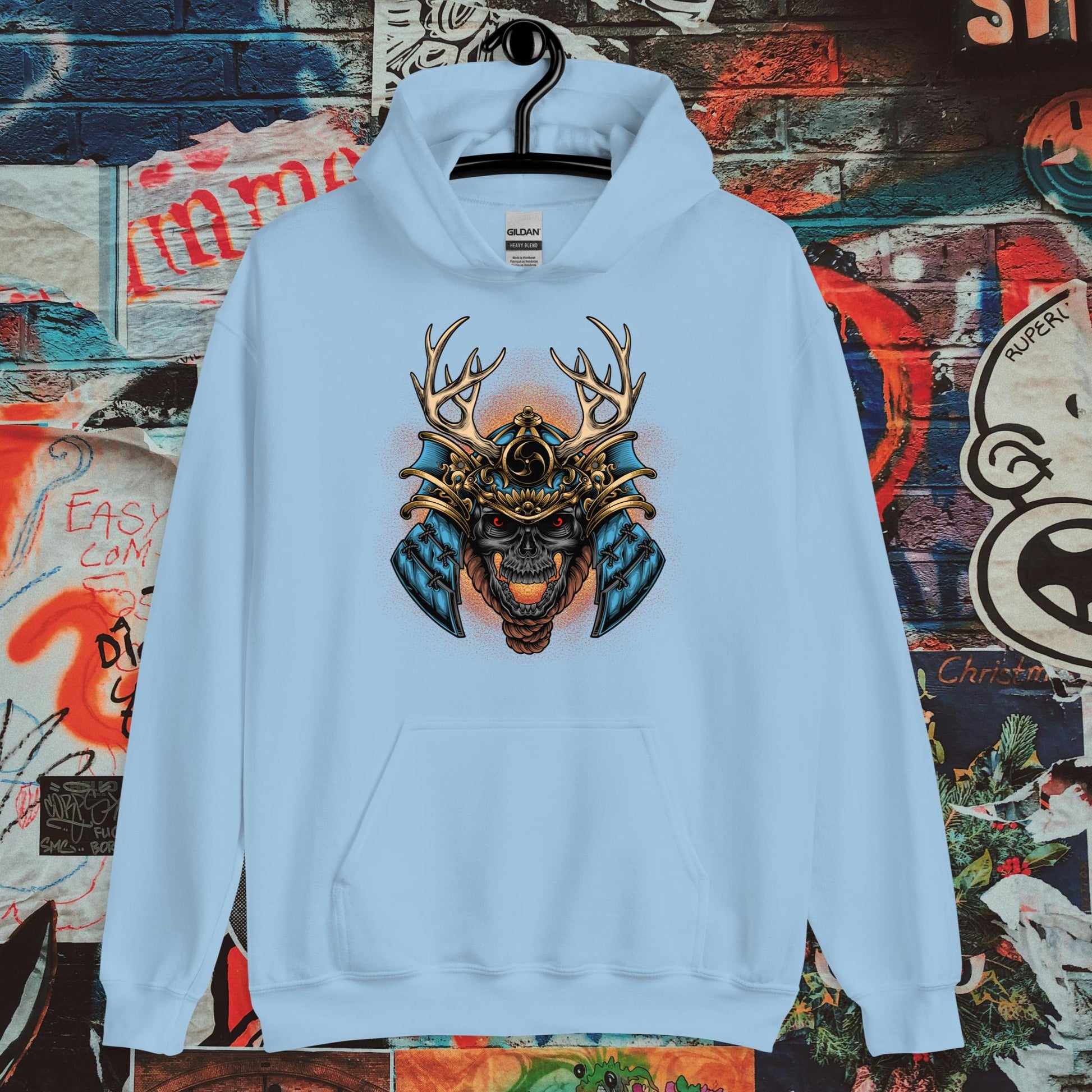 blue demon samurai hoodie