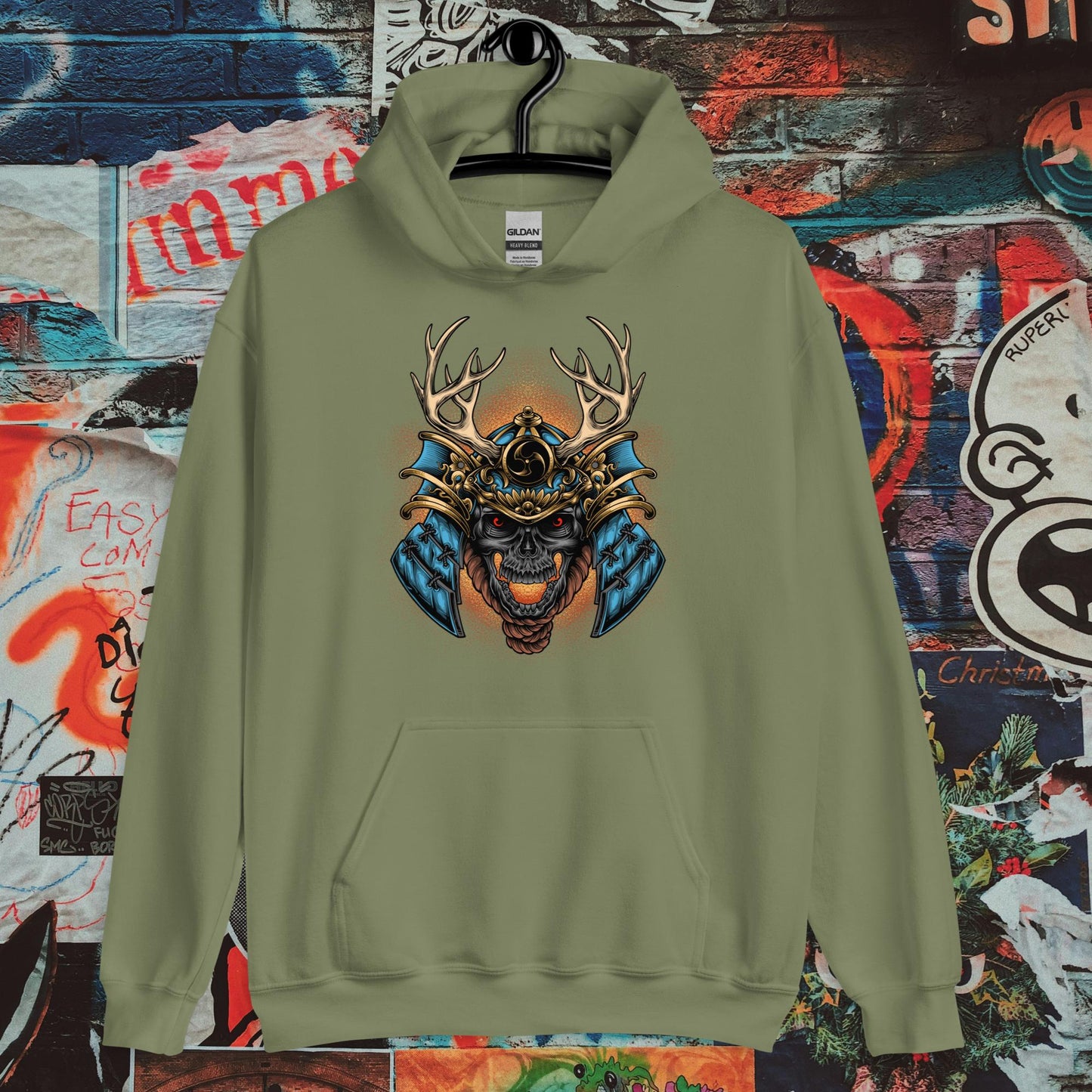 blue demon samurai hoodie