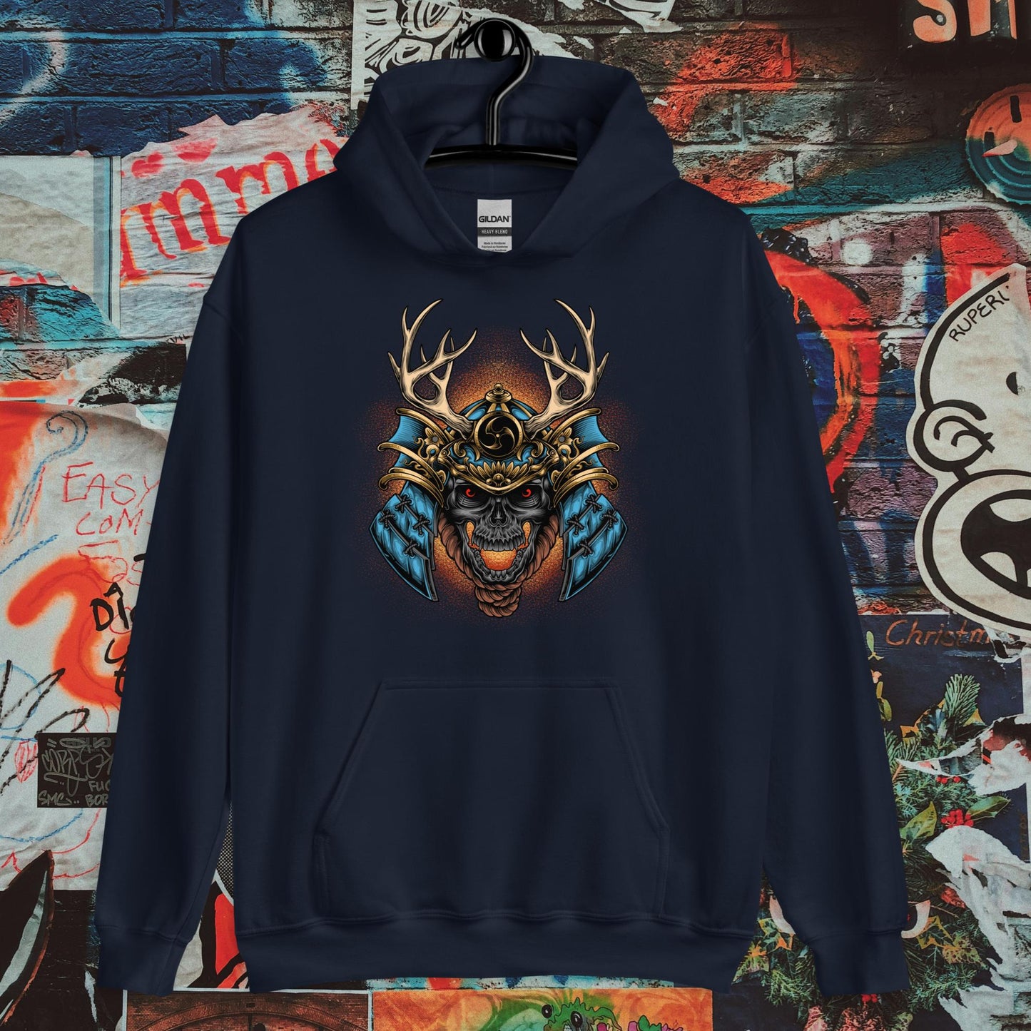 blue demon samurai hoodie