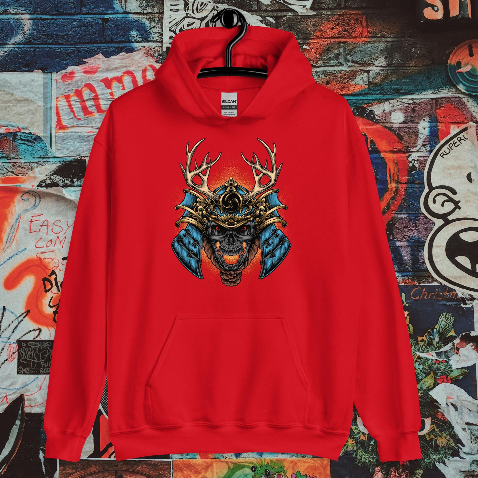 blue demon samurai hoodie