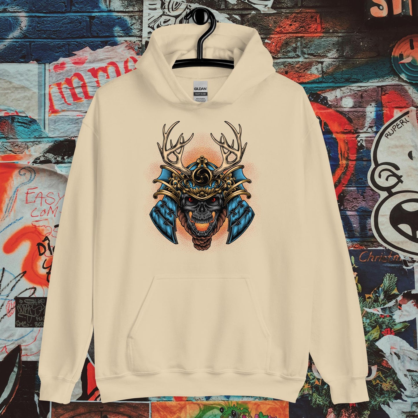 blue demon samurai hoodie