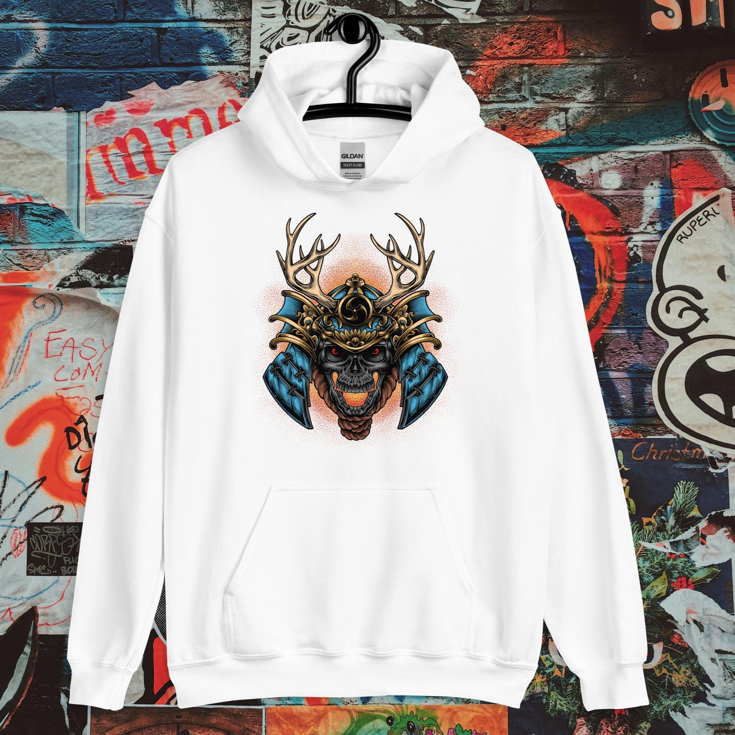 blue demon samurai hoodie